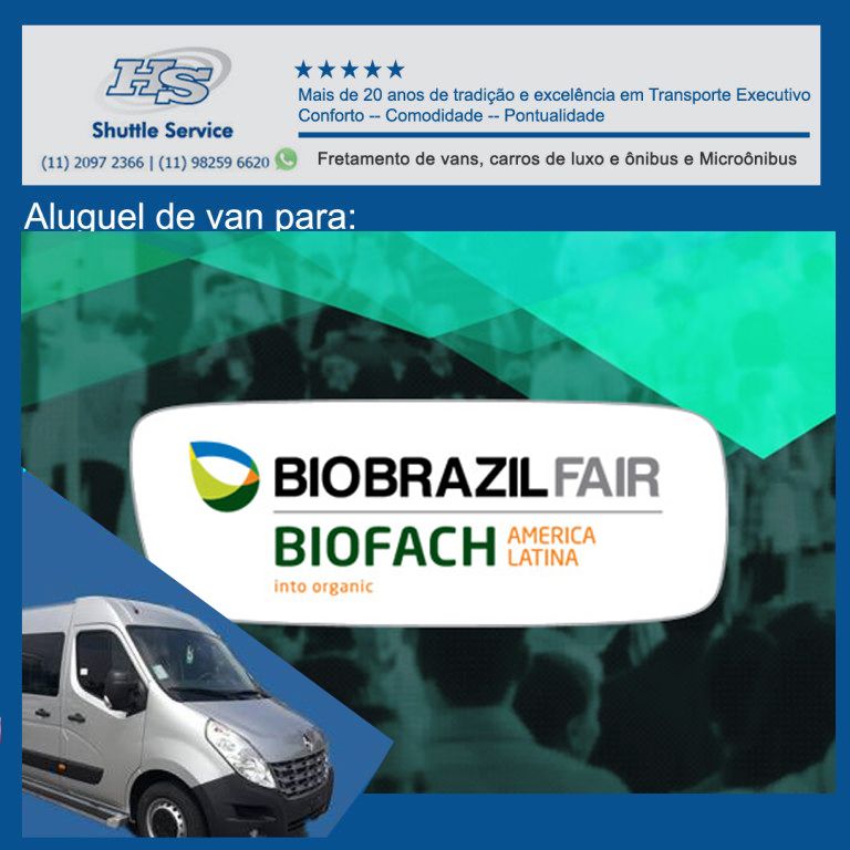 Aluguel de vans para Bio Brazil Fair em SP