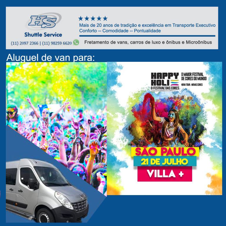 Aluguel de vans para HAPPY HOLI em São Paulo