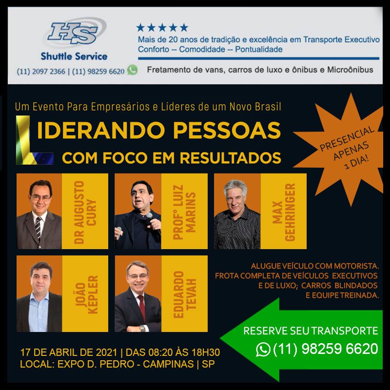 Fretamento de veiculo para Liderando pessoas com foco em resultados.
