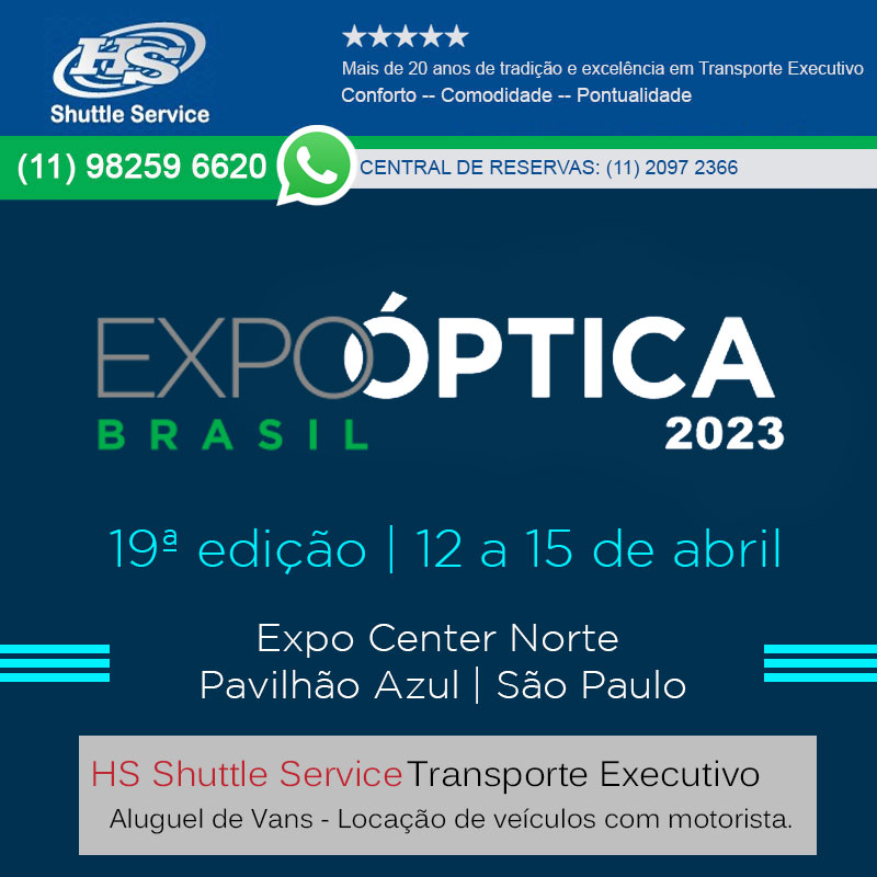 Fretamento de veiculos para expo otica brasil