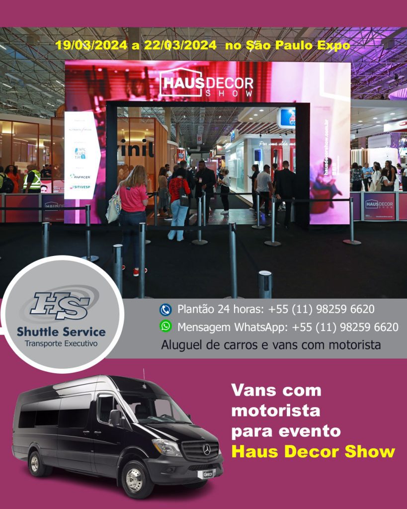 Aluguel de van para a Haus Decor Show 2024. Reserve agora e vivencie o evento com praticidade e conforto